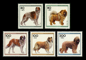 Германия , Собаки, 1996, 5 марок без полей